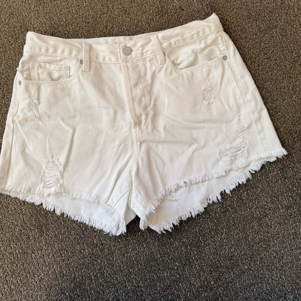 Blank NYC White Distressed Frayed Hem Jean Shorts